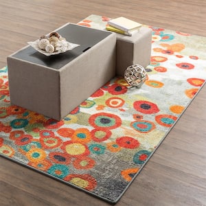 Tossed Floral Multi 2 ft. 6 in. x 3 ft. 10 in. Machine Washable Abstract Area Rug