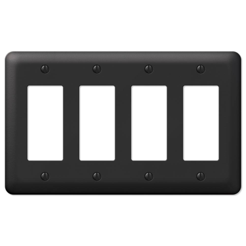 Black Steel 4-Gang Rocker Wall Plate