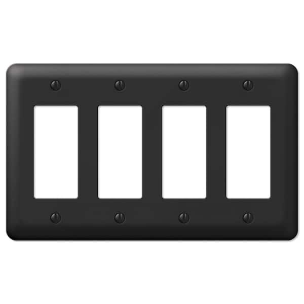 Declan 4 Gang Rocker Steel Wall Plate - Black