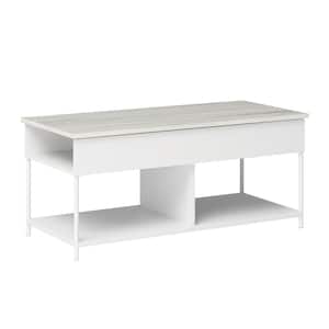 Boulevard Cafe 43.386 in. White Rectangle Composite Coffee Table with Lift-Top