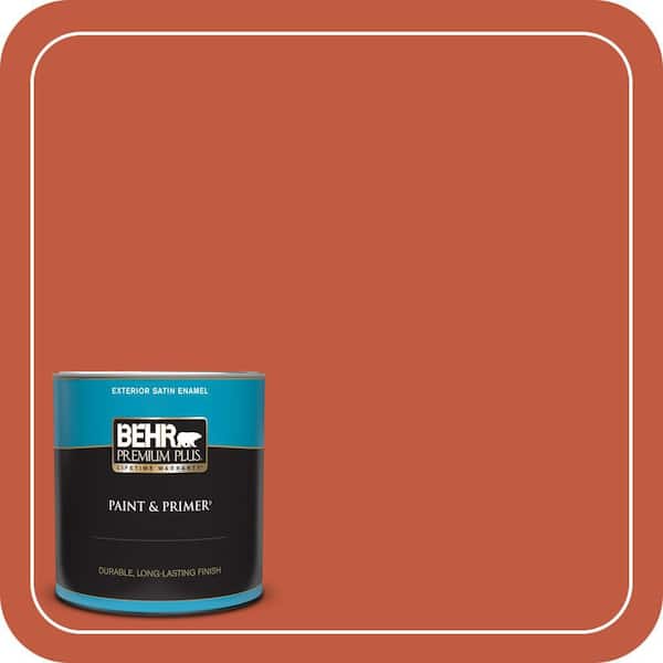 BEHR PREMIUM PLUS 1 qt. #M180-7 Deep Fire Satin Enamel Exterior Paint & Primer