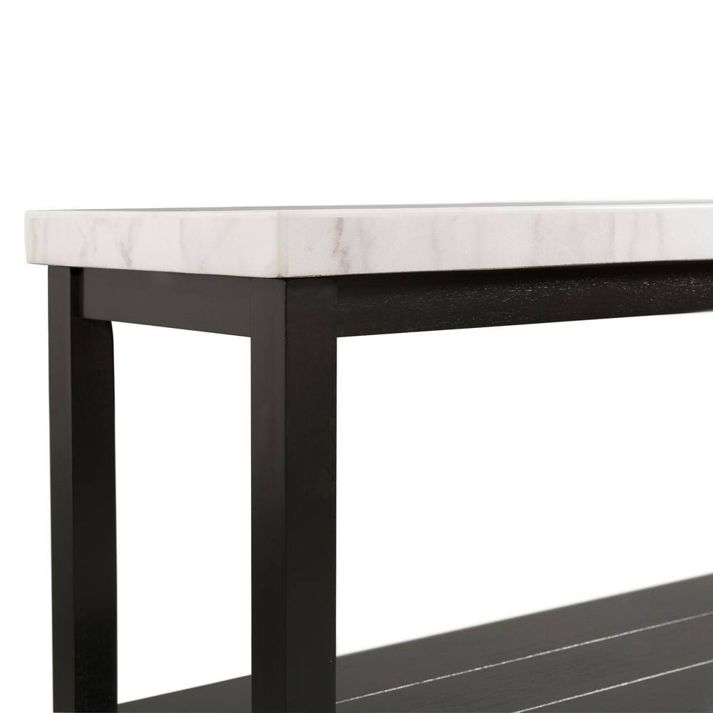 Evie Contemporary Black and White Marble-Top Console Table with Storage