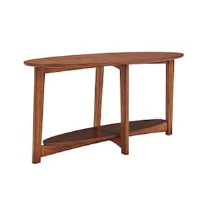 Monterey 60 in. Brown Standard Oval Wood Console Table with Storage