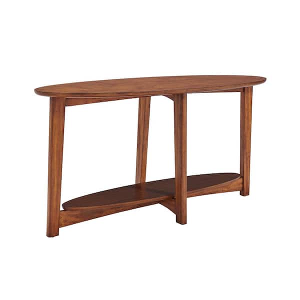 Alaterre Furniture Monterey 60 in. Brown Standard Oval Wood Console Table with Storage