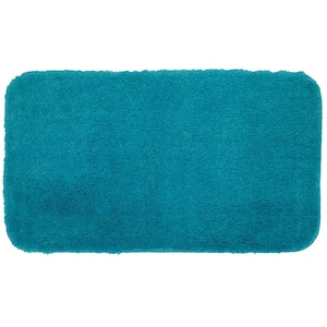 Pure Perfection Turquoise 17 in. x 24 in. Nylon Machine Washable Bath Mat