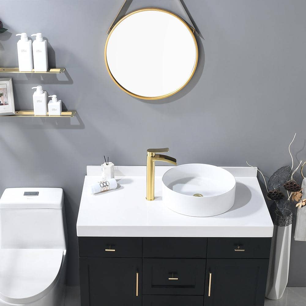 Brushed Gold Tall Single Handle Bathroom Faucet