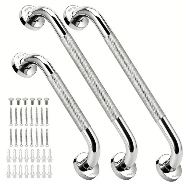 16.5 in. and 12.5 in. Stainless Steel Grab Bars for Bathroom, Bath Assist Handles for Handicap Elderly Injury Pregnant