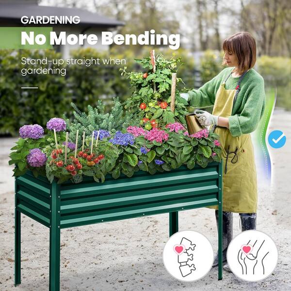 Phewnyzo 48 in. x 24 in. x 30 in. Green Metal Raised Garden