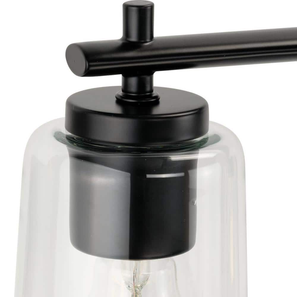 Adley 48.5" Matte Black 6-Light Vanity Fixture with Clear Glass Shades