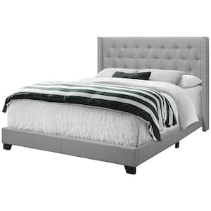 Grey Linen Queen Size Bed