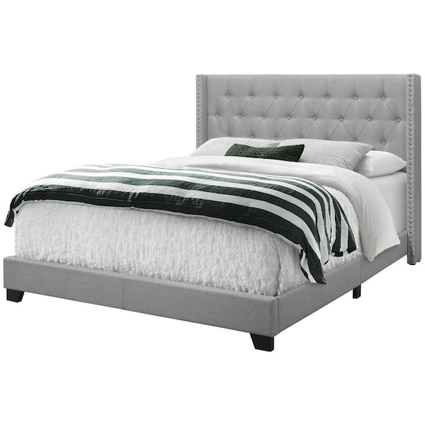 Grey Linen Queen Size Bed Hd5984q The, Grey Bed Frame Full
