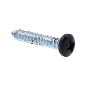 #8 X 1 in Zinc Plated Steel with Black Head Phillips Drive Pan Head Self-Tapping Sheet Metal Screws (25-Pack)