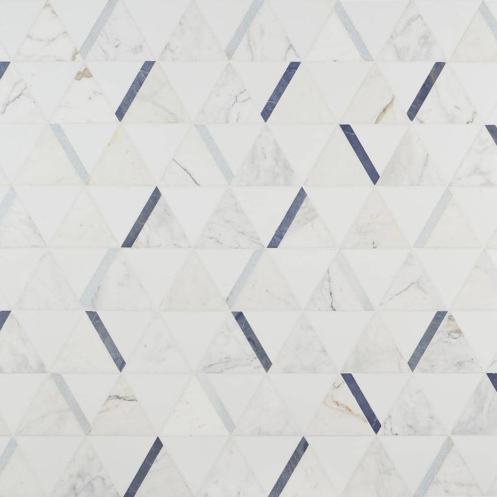 Ivy Hill Tile Zandara Calacatta Azul 4 in. x 0.39 in. Polished Marble Floor and Wall Mosaic Tile Sample -  EXT3RD106392