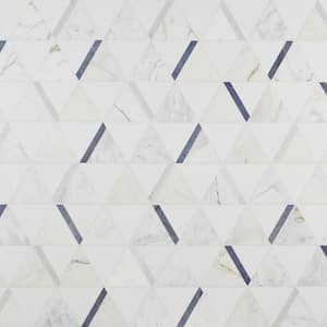 Zandara Calacatta Azul 13.6 in. x 23.6 in. Polished Marble Floor and Wall Mosaic Tile (2.22 sq. ft./Each)