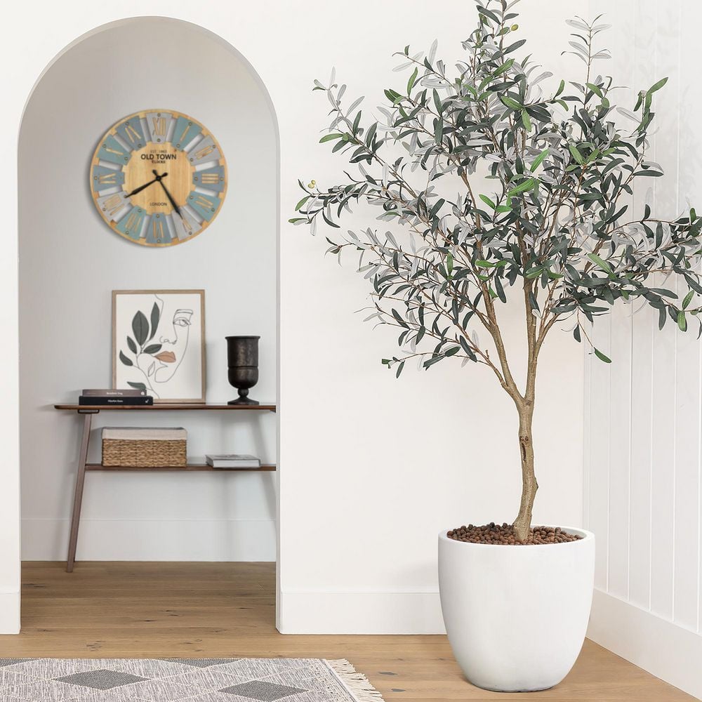 White Round Magnesium Oxide Outdoor Planter 17.2"