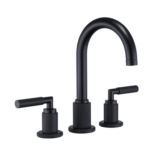 8 in. Widespread Double Handle 3 Hole Brass Bathroom Faucet in Matte Black