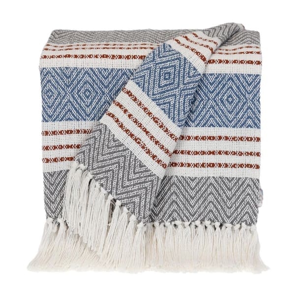 Transitional Stripes Gray Rectangle 50 in. x 60 in. Throw Blanket