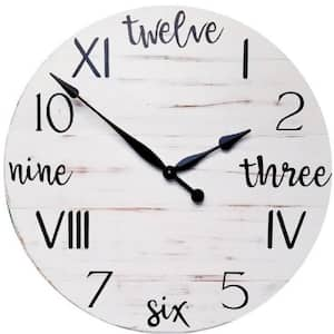 Isabella 24 Inch White Farmhouse Wall Clock