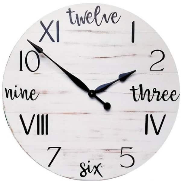 Unbranded Isabella 24 Inch White Farmhouse Wall Clock