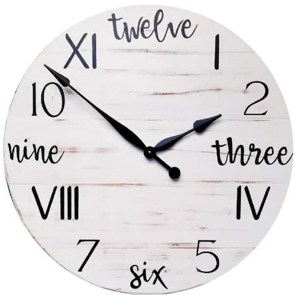 Unbranded Isabella 36 Inch White Farmhouse Wall Clock