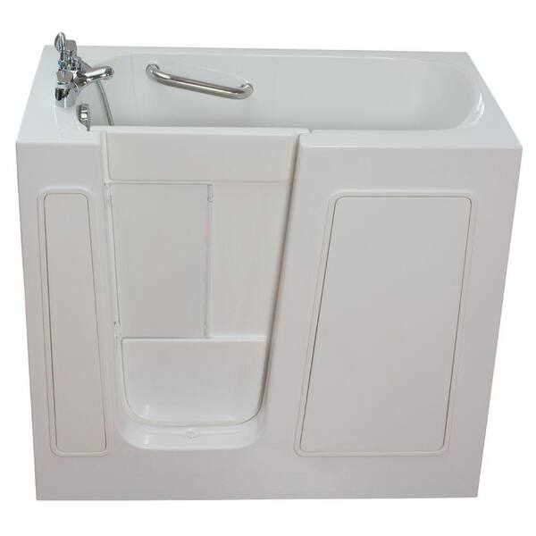 Ella Small 3.75 ft. x 26 in. Walk-In Air and Hydrotherapy Massage Bathtub in White with Left Drain/Door