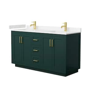 Miranda 60 in. W x 22 in. D x 33.75 in. H Double Bath Vanity in Green with Carrara Cultured Marble Top