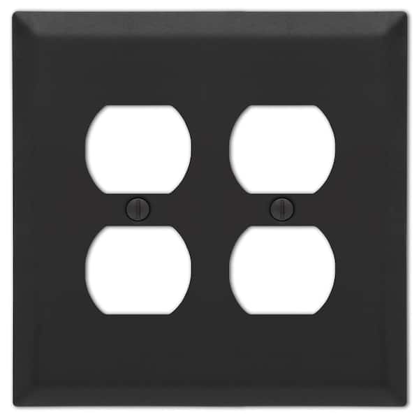 Metallic 2 Gang Duplex Steel Wall Plate - Matte Black