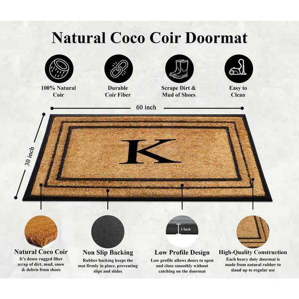 A1HC Natural Coir and Rubber Doormat, 30 in. x 60 in., Thick and
