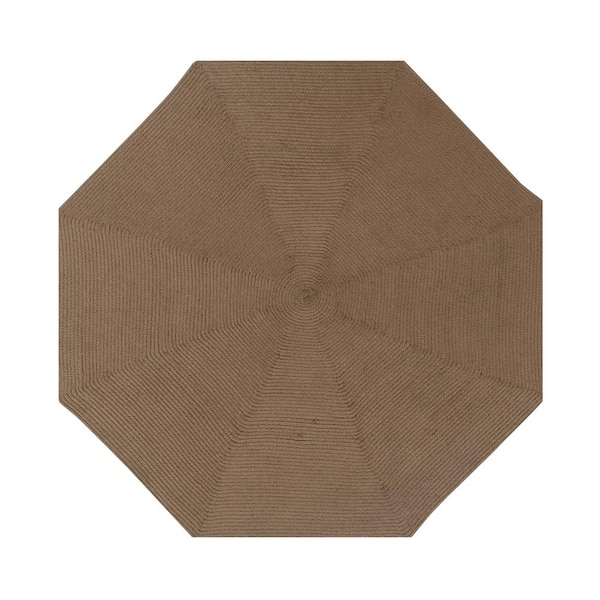 Better Trends Country Braid Collection Cocoa Solid 96" Octagonal 100% Polypropylene Reversible Solid Area Rug