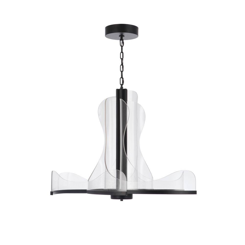 Estrella 36 in. 6 Light Dimmable Integrated LED Flat Black Tier Geometric Pendant Chandelier for Dining Room, Foyer price history on PriceWatchPro