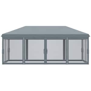 10 ft. x 20 ft. Pop Up Canopy Tent with Netting, Heavy-Duty Instant Sun Shelter and Carry Bag for Outdoor,Garden in Gray