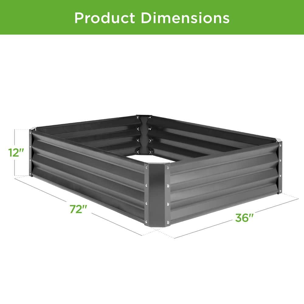 Dark Gray Powder-Coated Steel Outdoor Raised Garden Bed