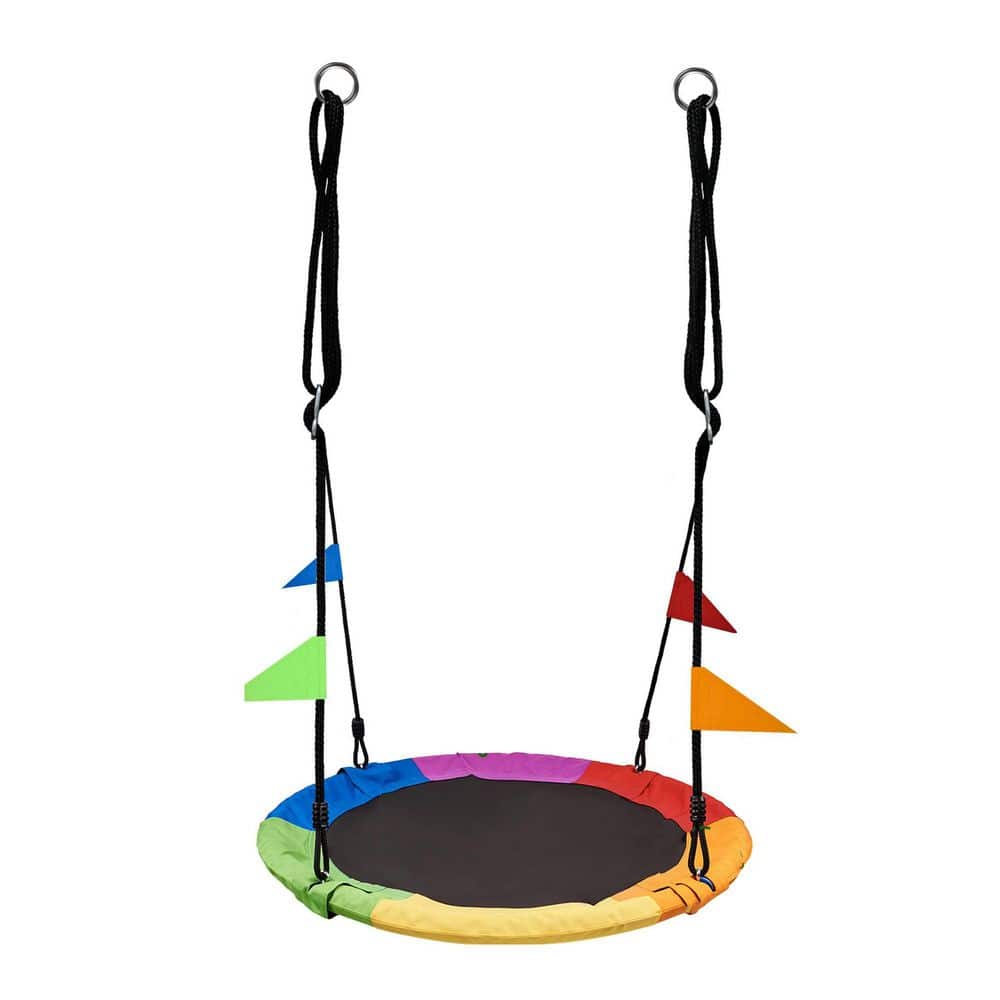 Colorful Saucer Tree Swing w 2 Added Hanging Straps, Adjustable