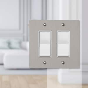 Barnard 2 Gang Rocker Metal Wall Plate - Brushed Nickel