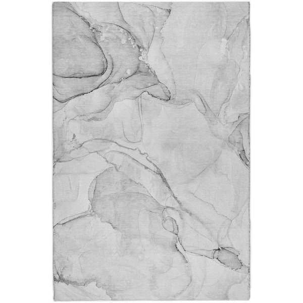 Dream Shag Premium Machine Washable Abstract ADS523 Silver 9 ft. x 12 ft. Area Rug