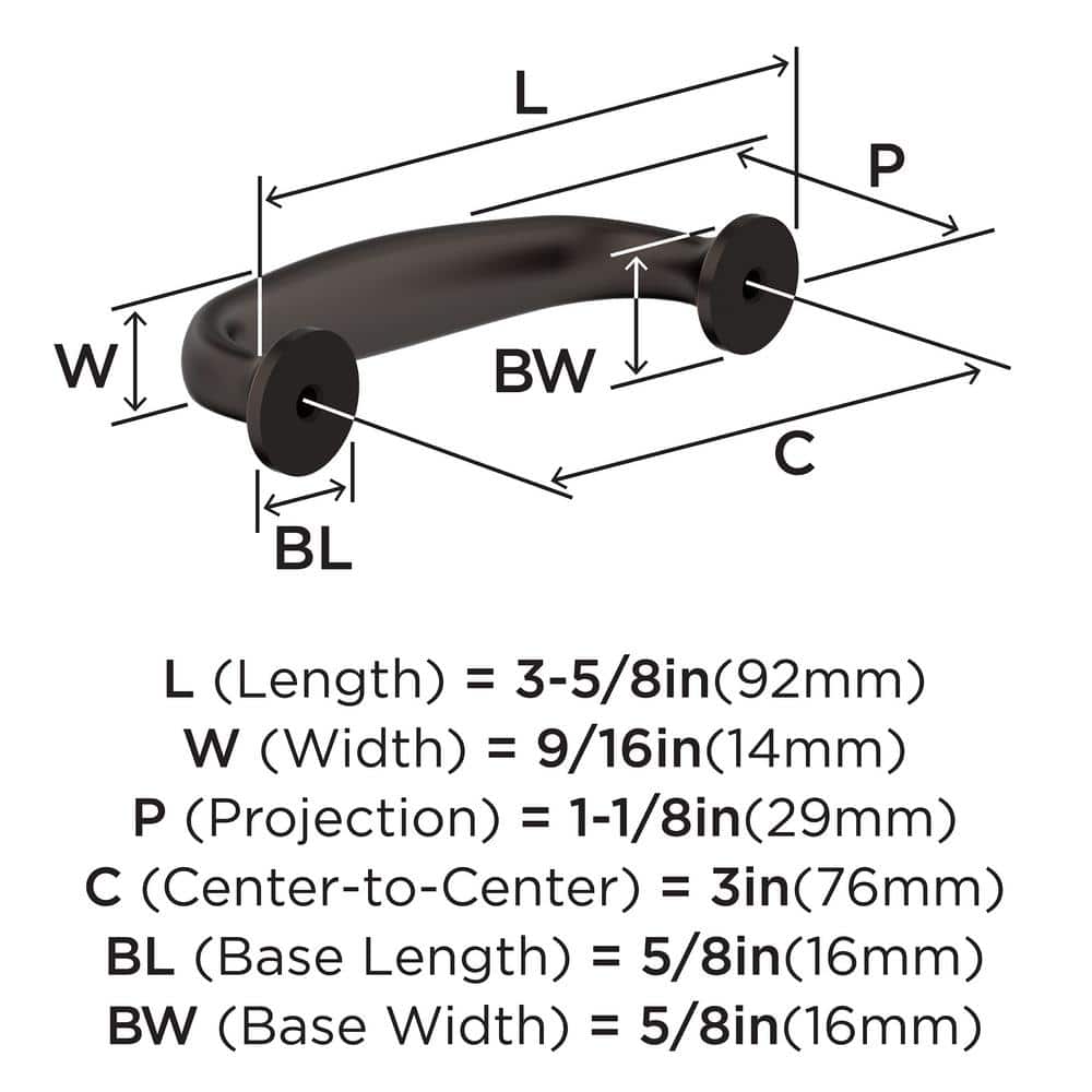 Oil-Rubbed Bronze 3-Inch Modern Cabinet Pull with Mounting Hardware