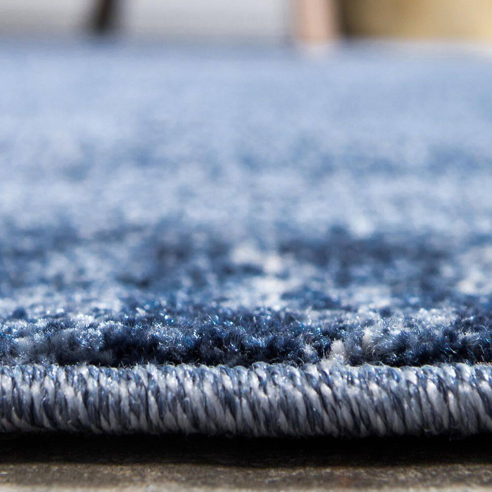Navy Blue Tufted Rectangular Synthetic Easy Care Rug