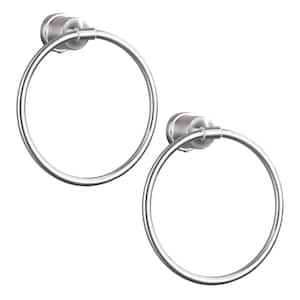 Stainless Steel Wall Mounted Round Closed Towel Ring Bath Hardware Accessory with Concealed Hardware in Brushed Nickel