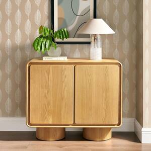 Lumo 32 in. Modern Sculptural 2-Door Accent Cabinet in Oak