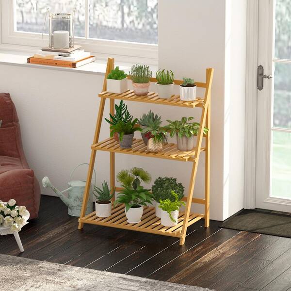 Garden Multi Tier Pine Wood Bamboo Plant Stand Flower Pot Rack Shelf Home Indoor 
