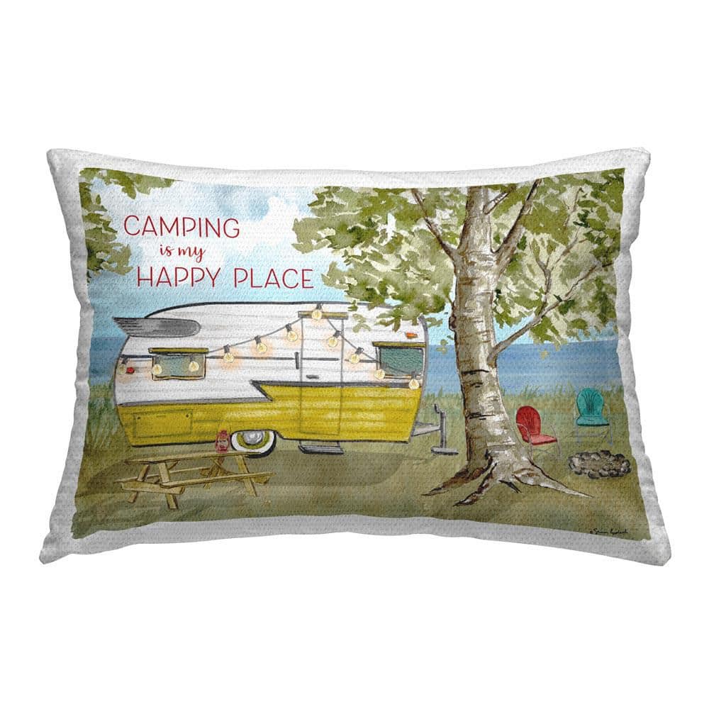 Camping is Happy Place Outdoor Printed Throw Pillow by Sharon Kuplack price history on PriceWatchPro