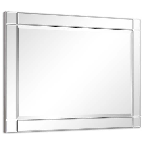 Medium Rectangle Clear Beveled Glass Contemporary Mirror (40 in. H x 30 in. W x 1.3 in. D)