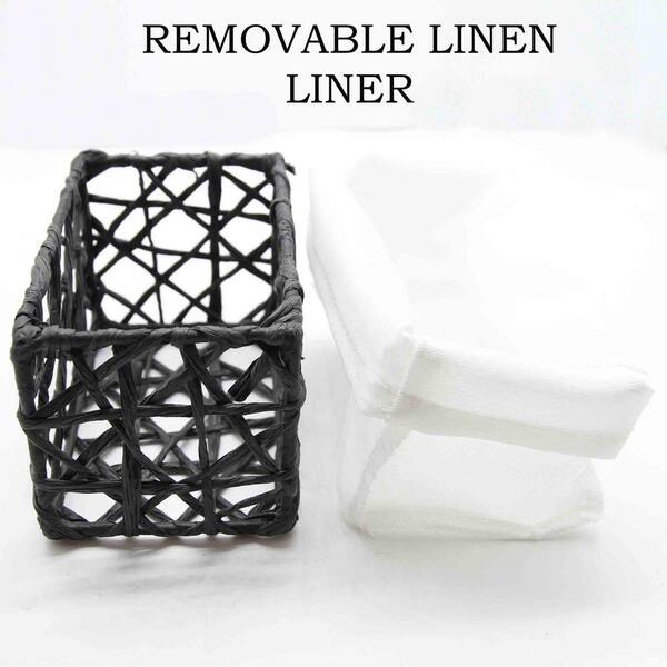 Evideco Paper Rope Storage Utilities Shelf Baskets Set of 4 (Black)