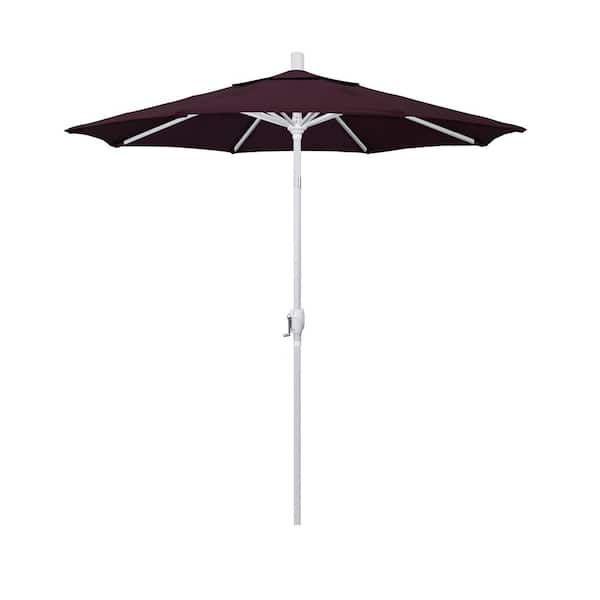 California Umbrella 7.5 ft. Matte White Aluminum Market Push Tilt Patio Umbrella in Purple Pacifica