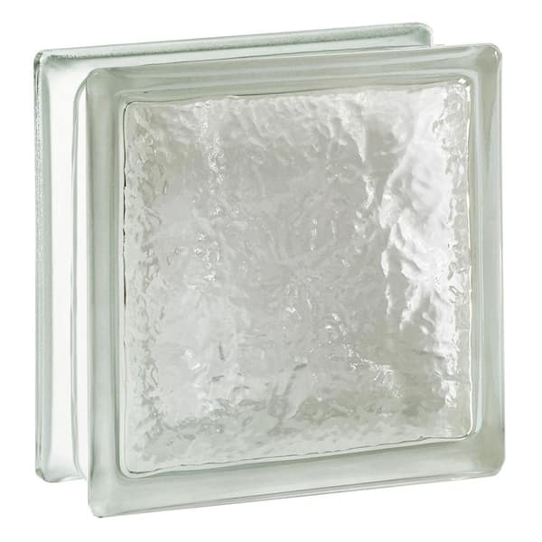 Seves Cortina 4 in. Thick Series 8 x 8 x 4 in. Ice Pattern Glass Block (Actual 7.75 x 7.75 x 3.88 in.)