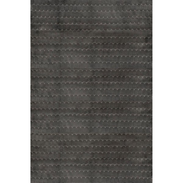 nuLOOM Nia Machine Washable Charcoal 8 ft. x 10 ft. Solid Area Rug