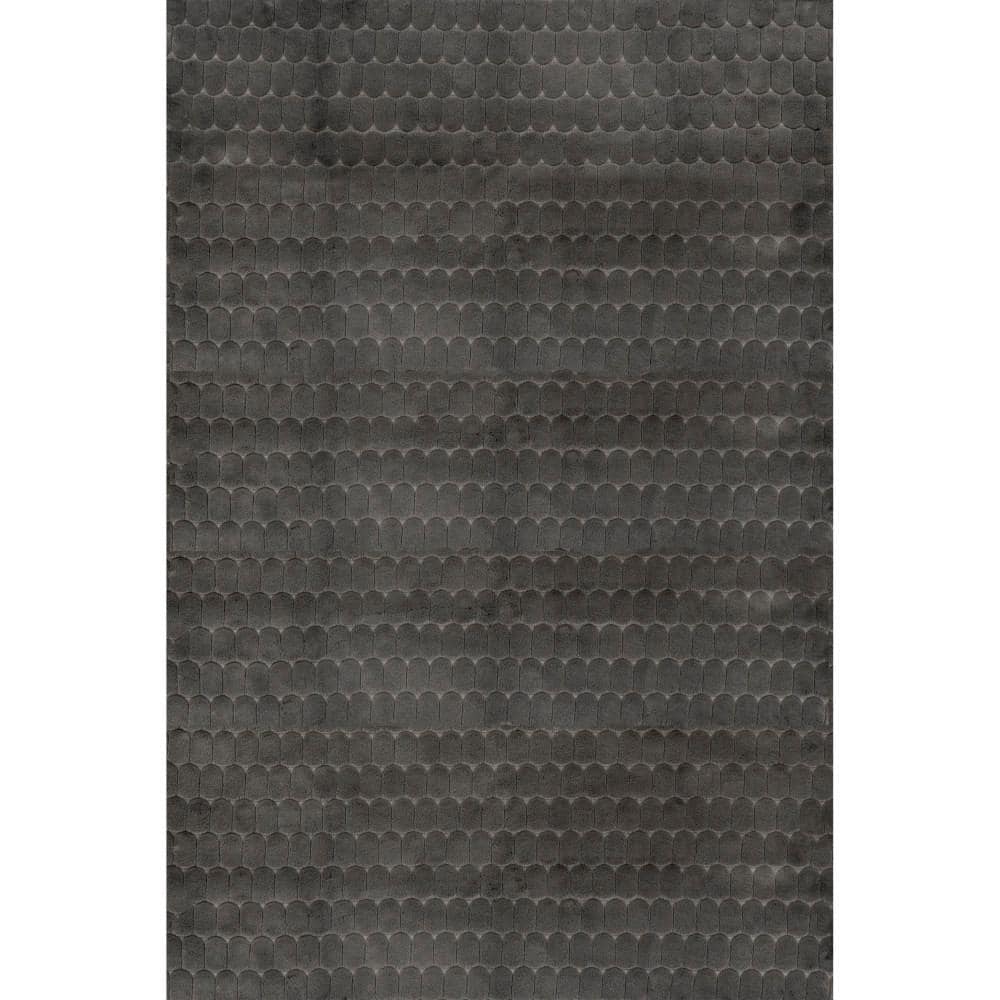 nuLOOM Nia Machine Washable Charcoal 5 ft. x 8 ft. Solid Area Rug