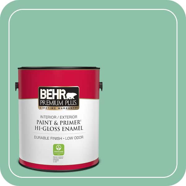 BEHR PREMIUM PLUS 1 gal. Home Decorators Collection #HDC-WR14-8 Spearmint Frosting Hi-Gloss Enamel Interior/Exterior Paint & Primer