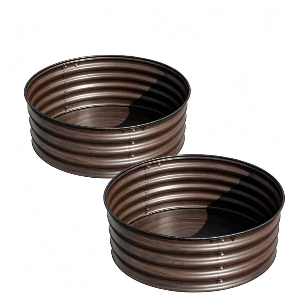 Galvanized Metal Raised Garden Bed, Round Planter Box Rust & Corrosion Resistant, Safe Rubber Edges2x1.5ft Wood Tone 2pk price history on PriceWatchPro