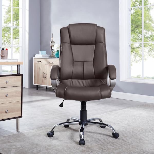 HOMESTOCK Gray High Back Executive Premium Faux Leather Office